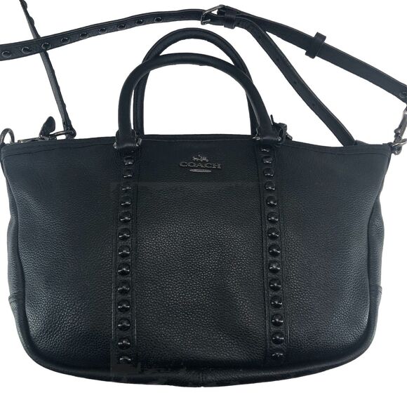 Coach Handbag Leather Black 36306 Tote Crossbody 2 way Bag - Picture 1 of 14
